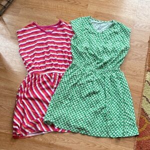 Lands' End Pink and Green girls Dresses. Size 7-8.
